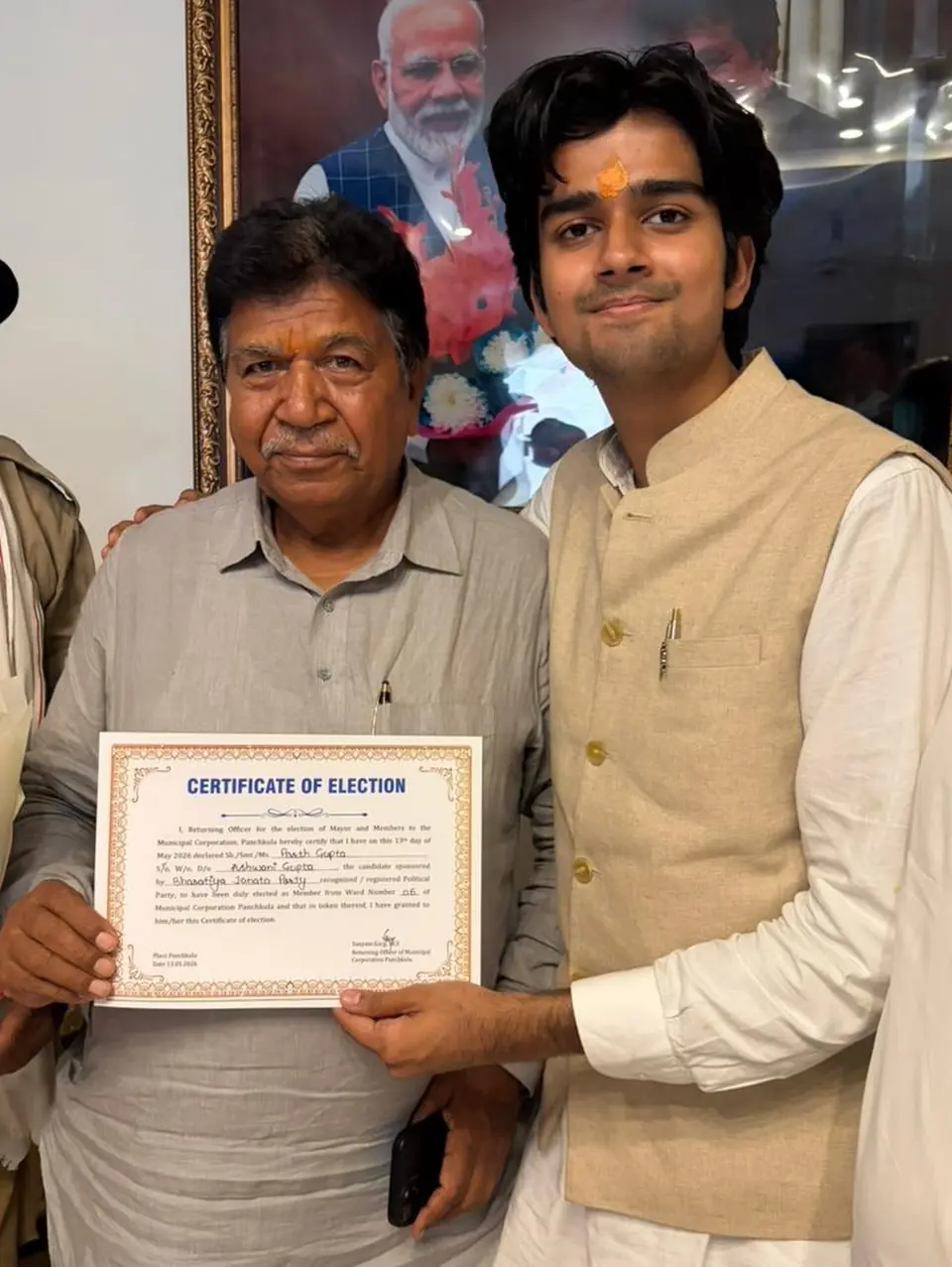 Parth Gupta Receives Election Certificate for Ward 6, Panchkula — photo 2